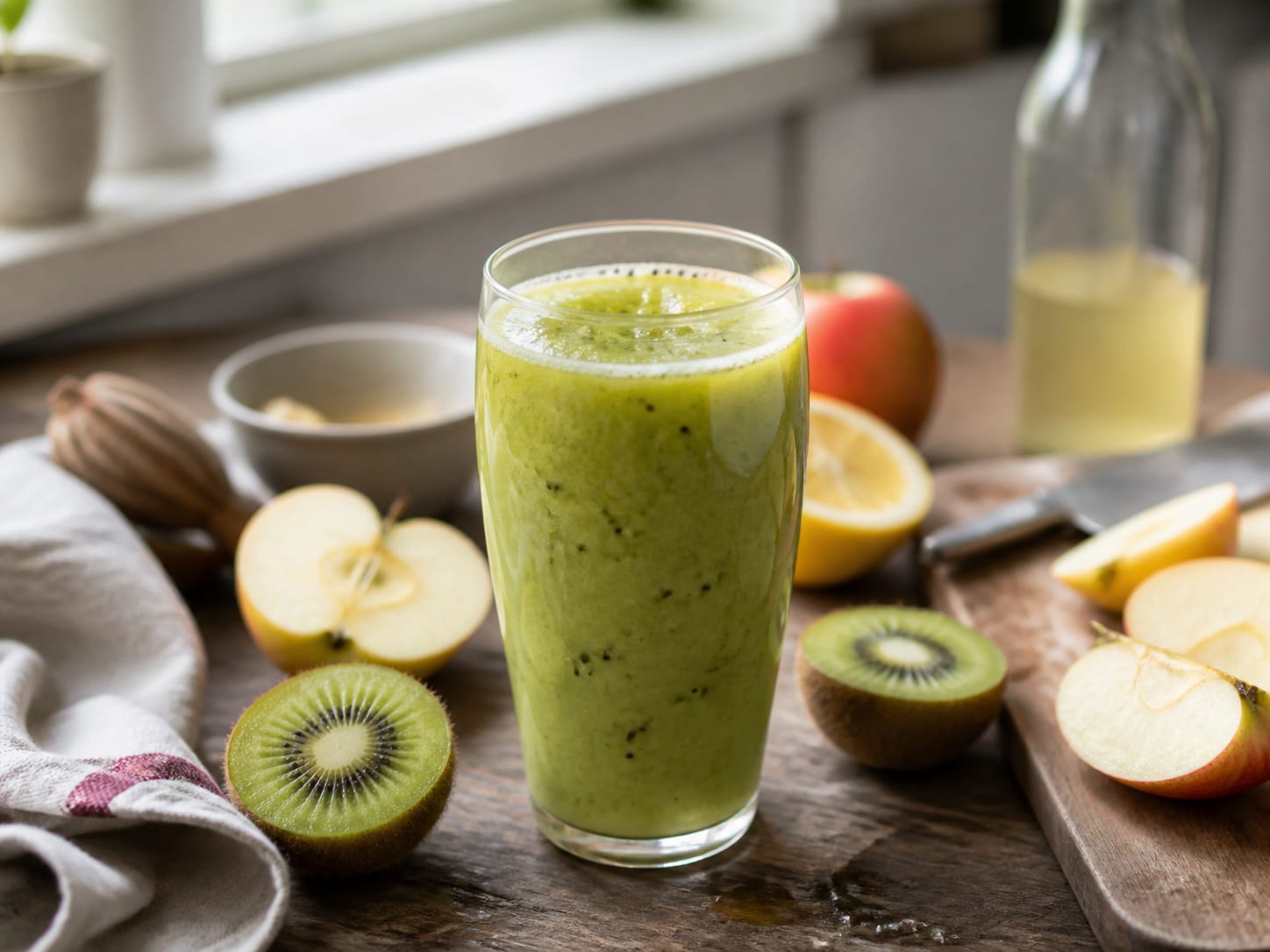 Apfel-Kiwi-Smoothie, plated for serving