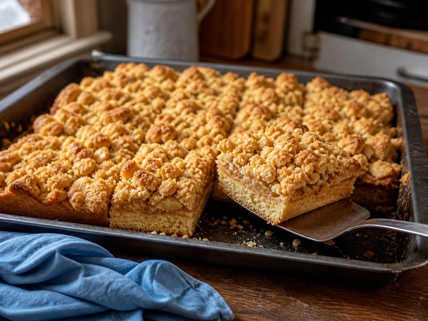 Apfel-Streusel-Kuchen vom Blech, plated for serving