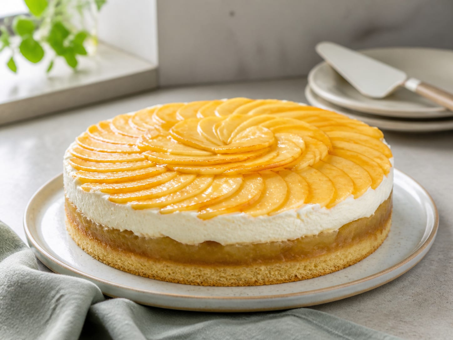 Badische Apfeltorte, zum Servieren angerichtet