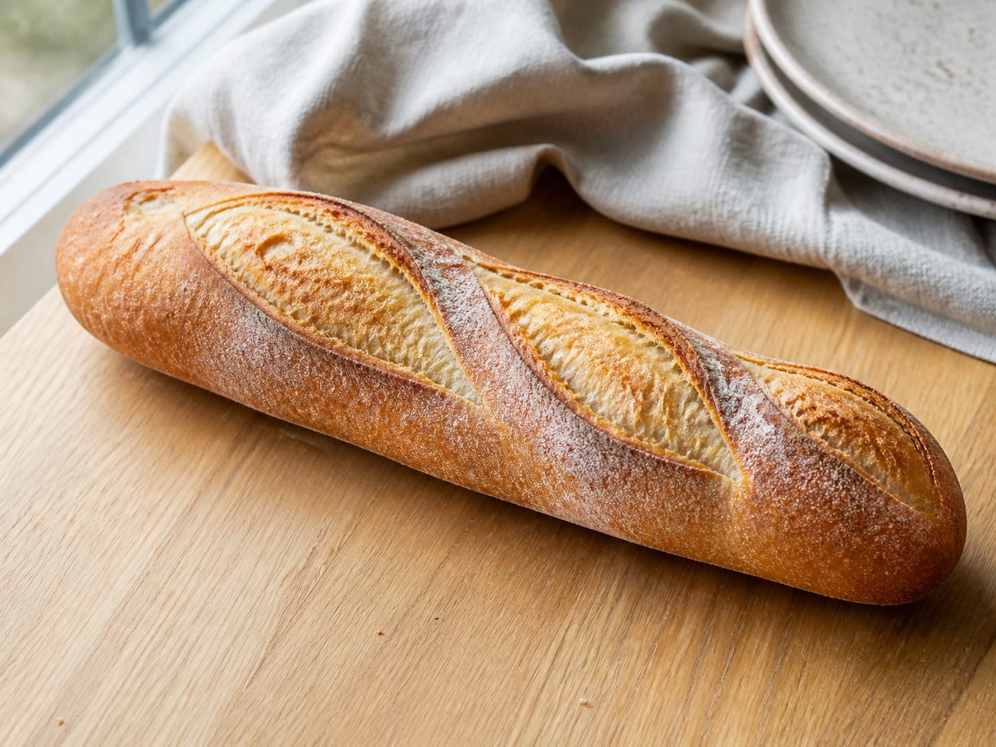 Baguette, plated for serving
