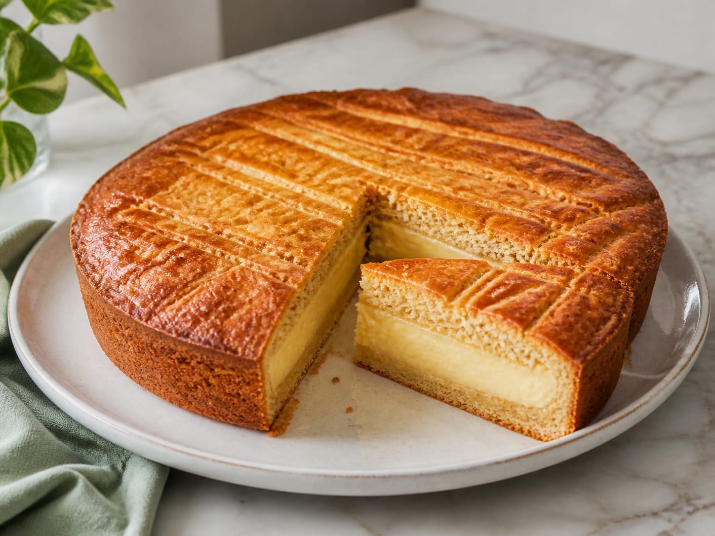 Baskenkuchen, plated for serving
