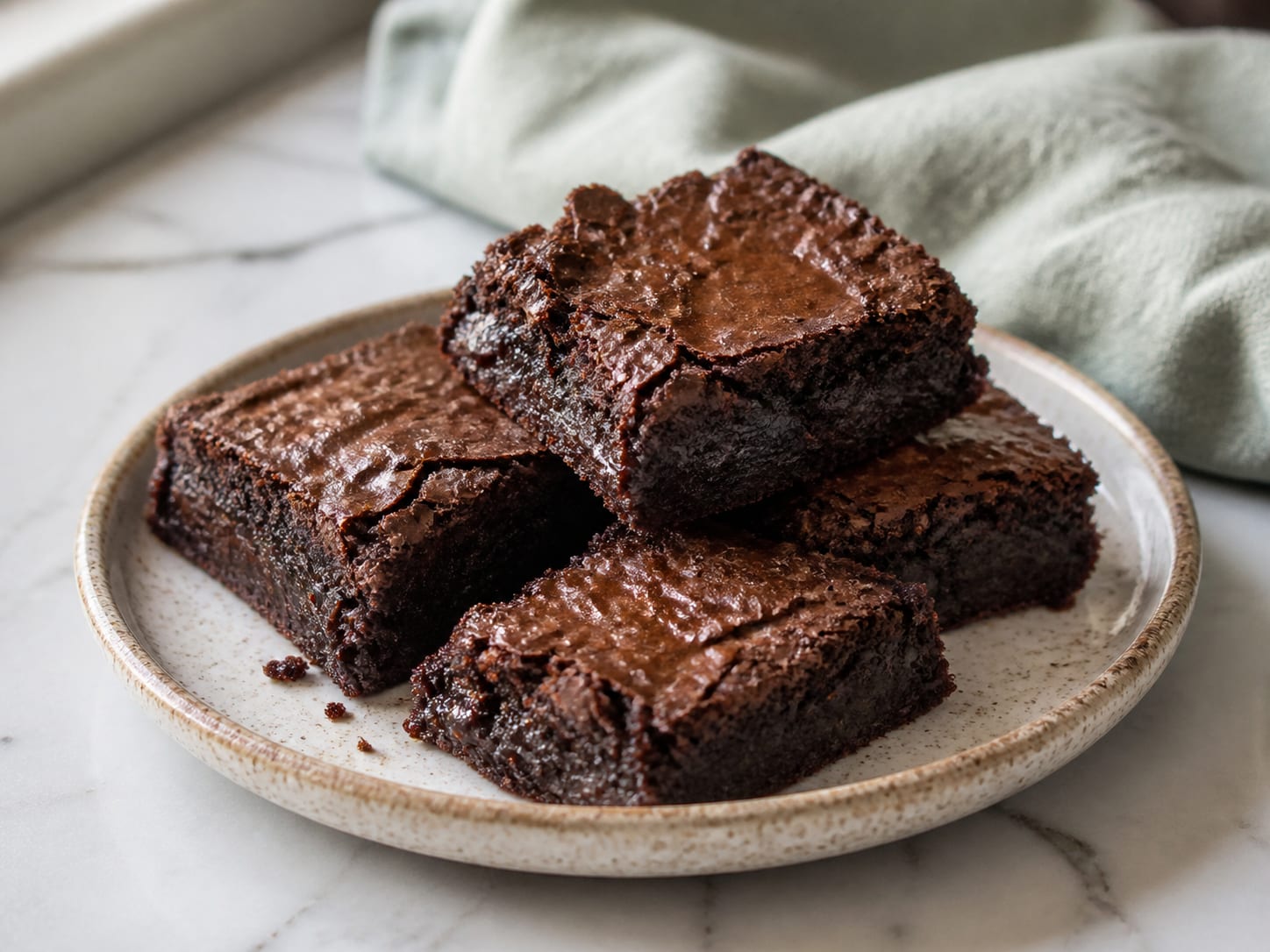 Brownies, plated for serving