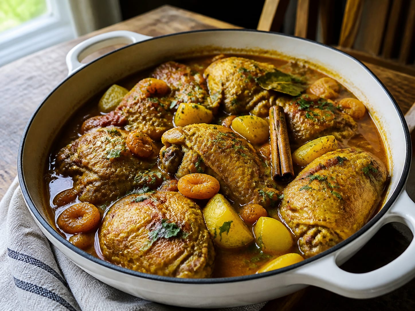 Cape Malay Hähnchen-Curry, plated for serving