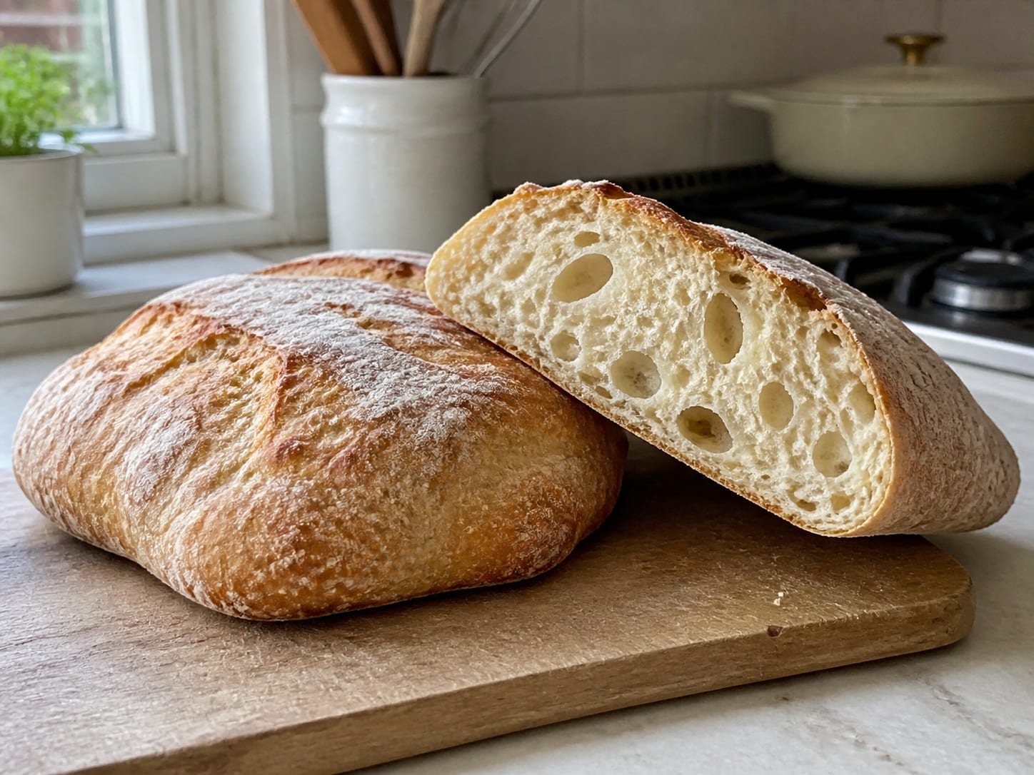 Ciabatta, plated for serving