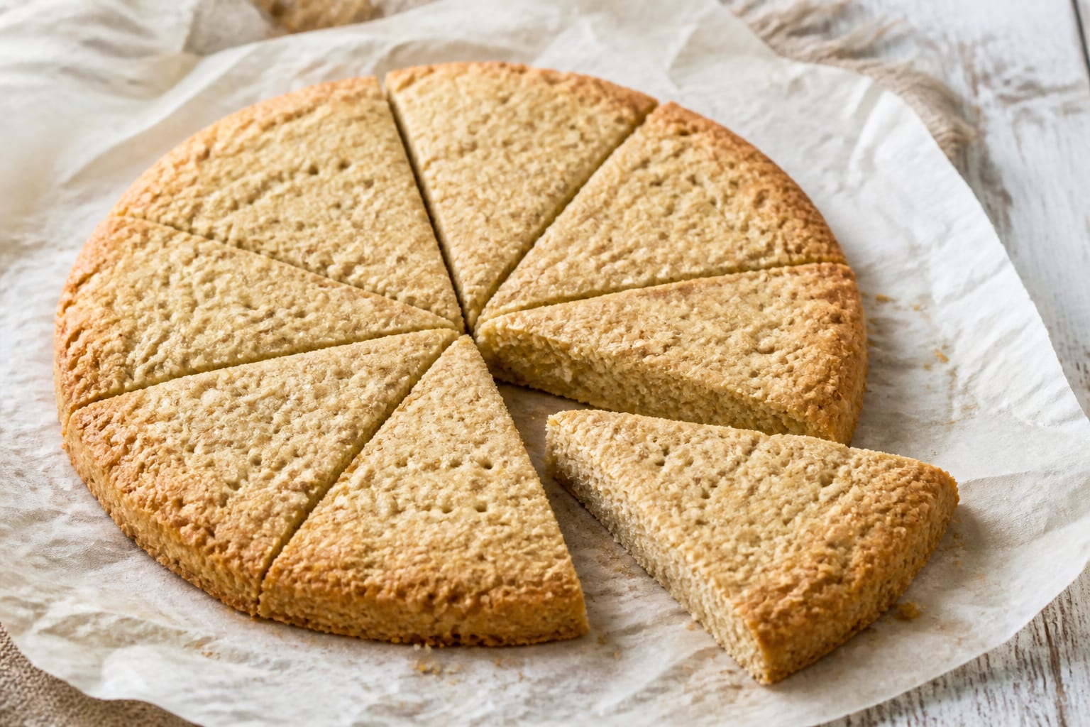 Klassisches schottisches Hafer-Shortbread zum Servieren angerichtet