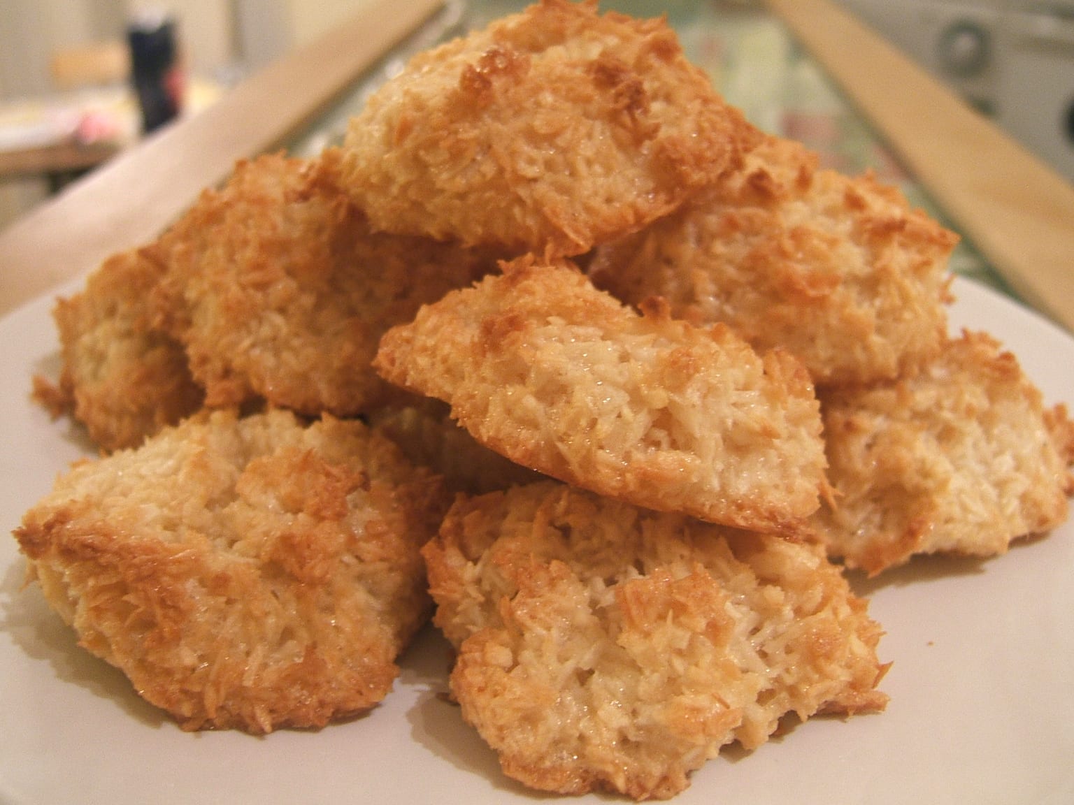 Coconut macaroons arranged for serving