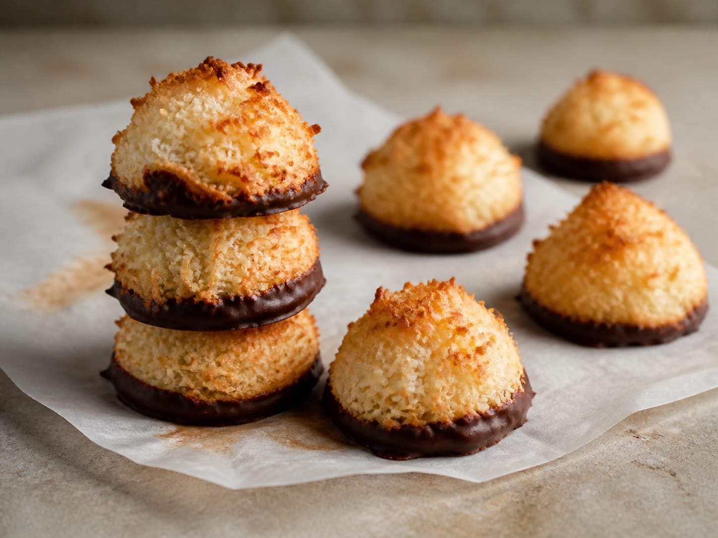 Condensed-milk coconut macaroons arranged for serving