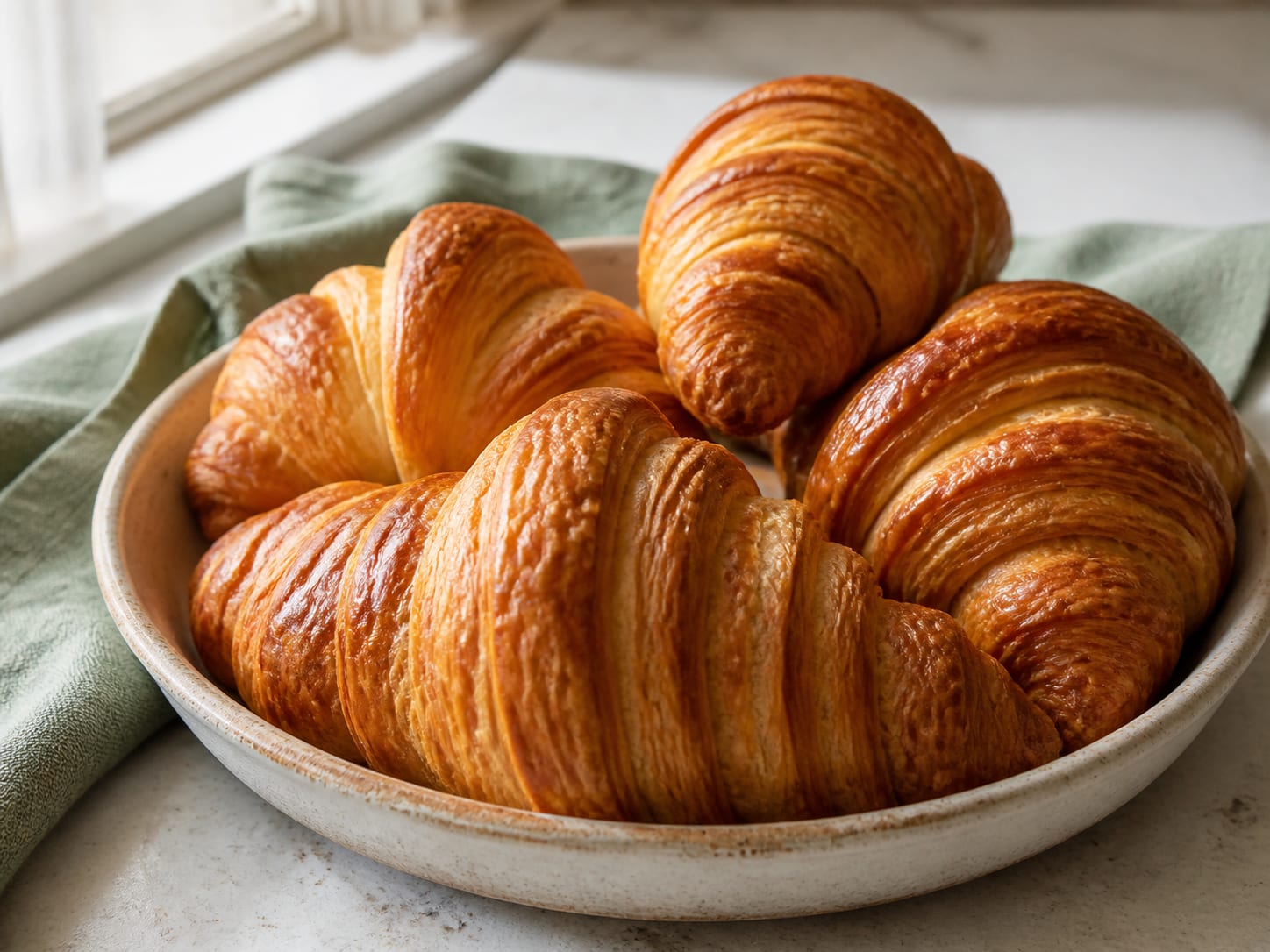 Croissants, zum Servieren angerichtet