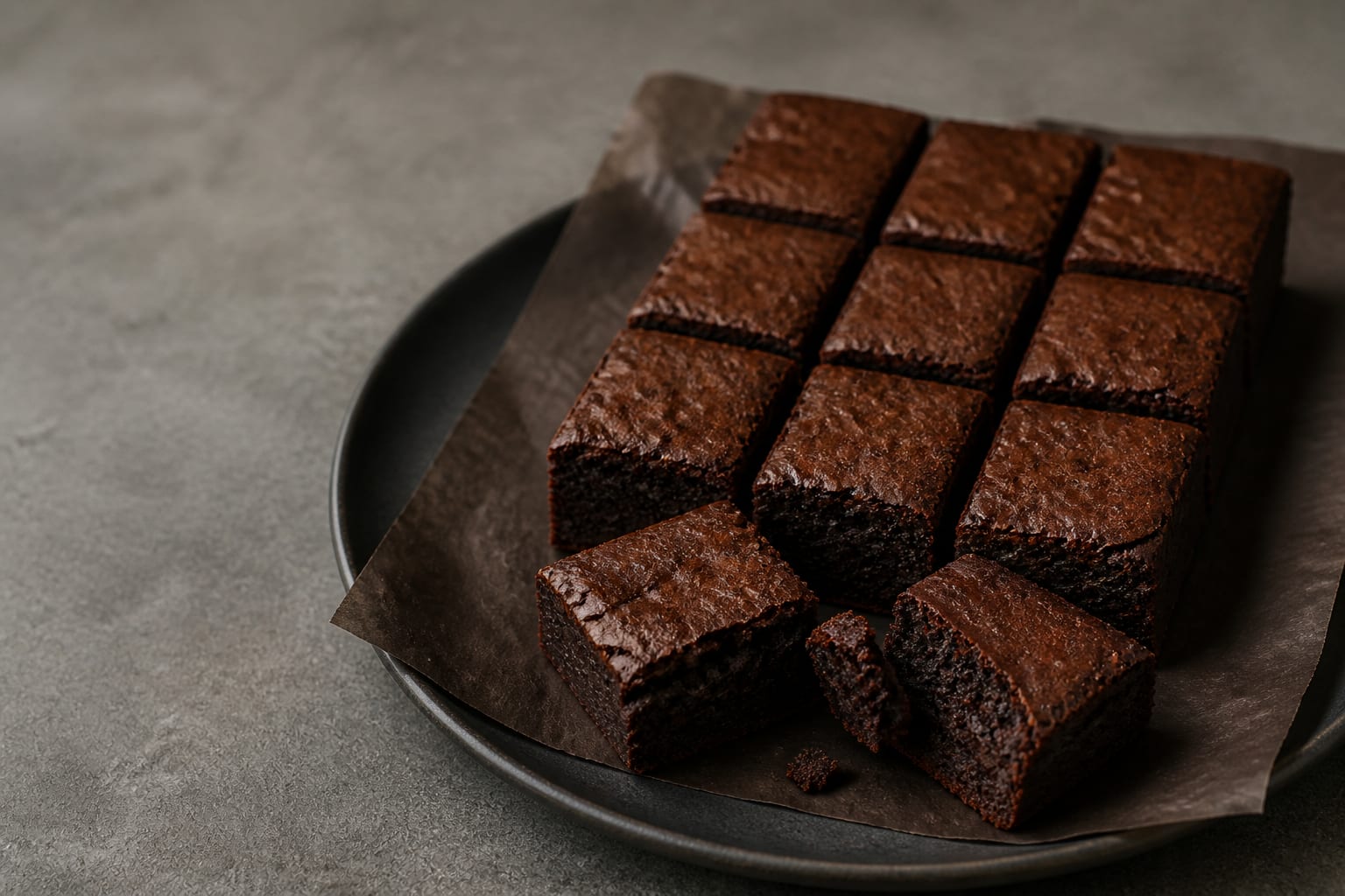 Erythrit-Mandelmehl-Brownies zum Servieren angerichtet