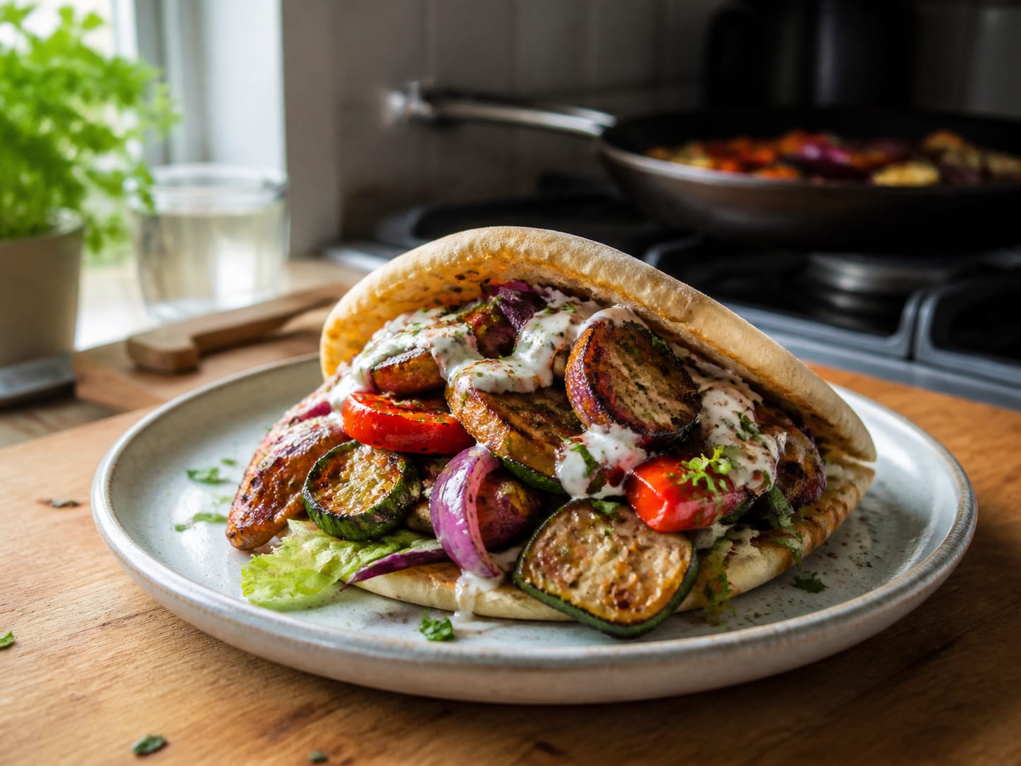 Gemüse-Döner, plated for serving