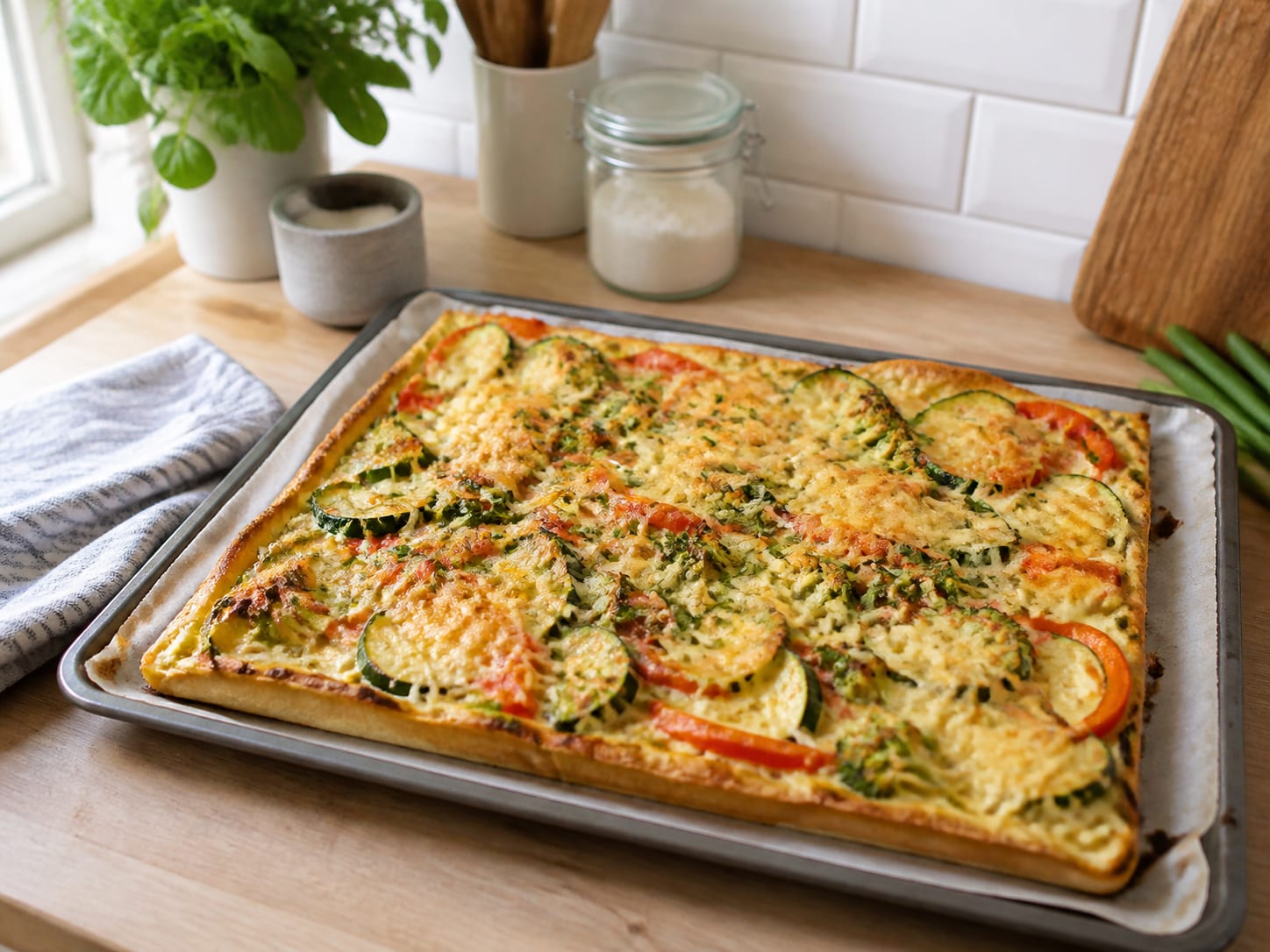 Gemüsekuchen, zum Servieren angerichtet