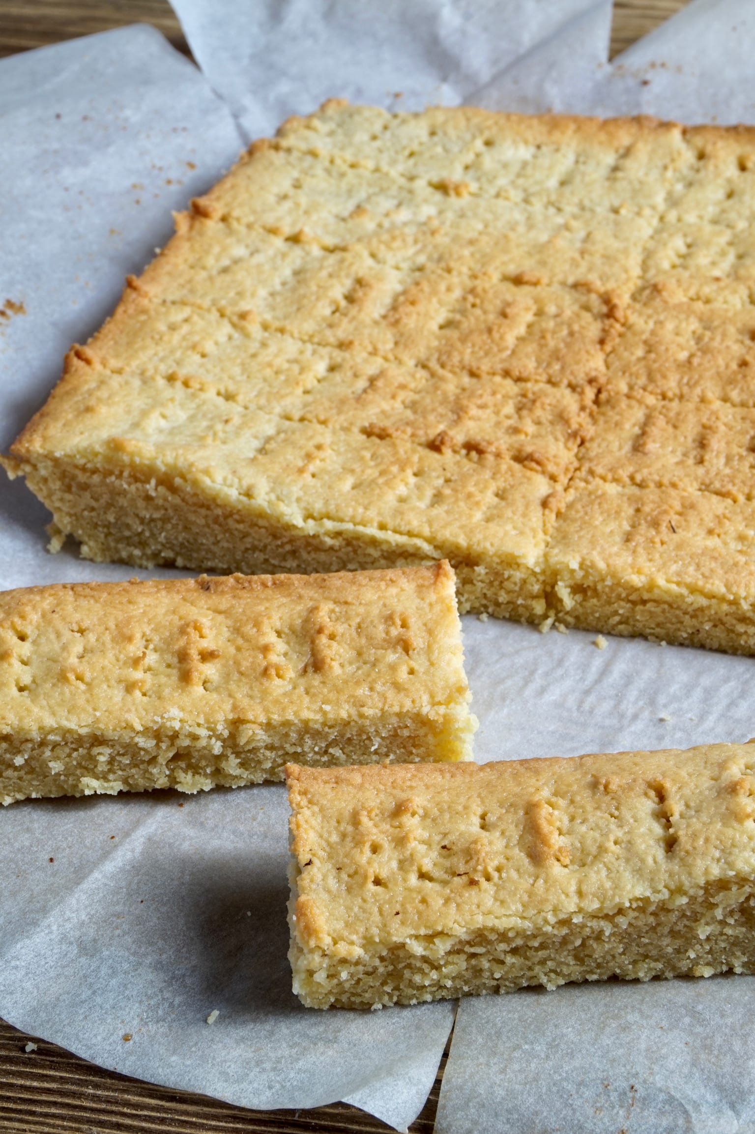 Gluten-free shortbread wedges arranged for serving
