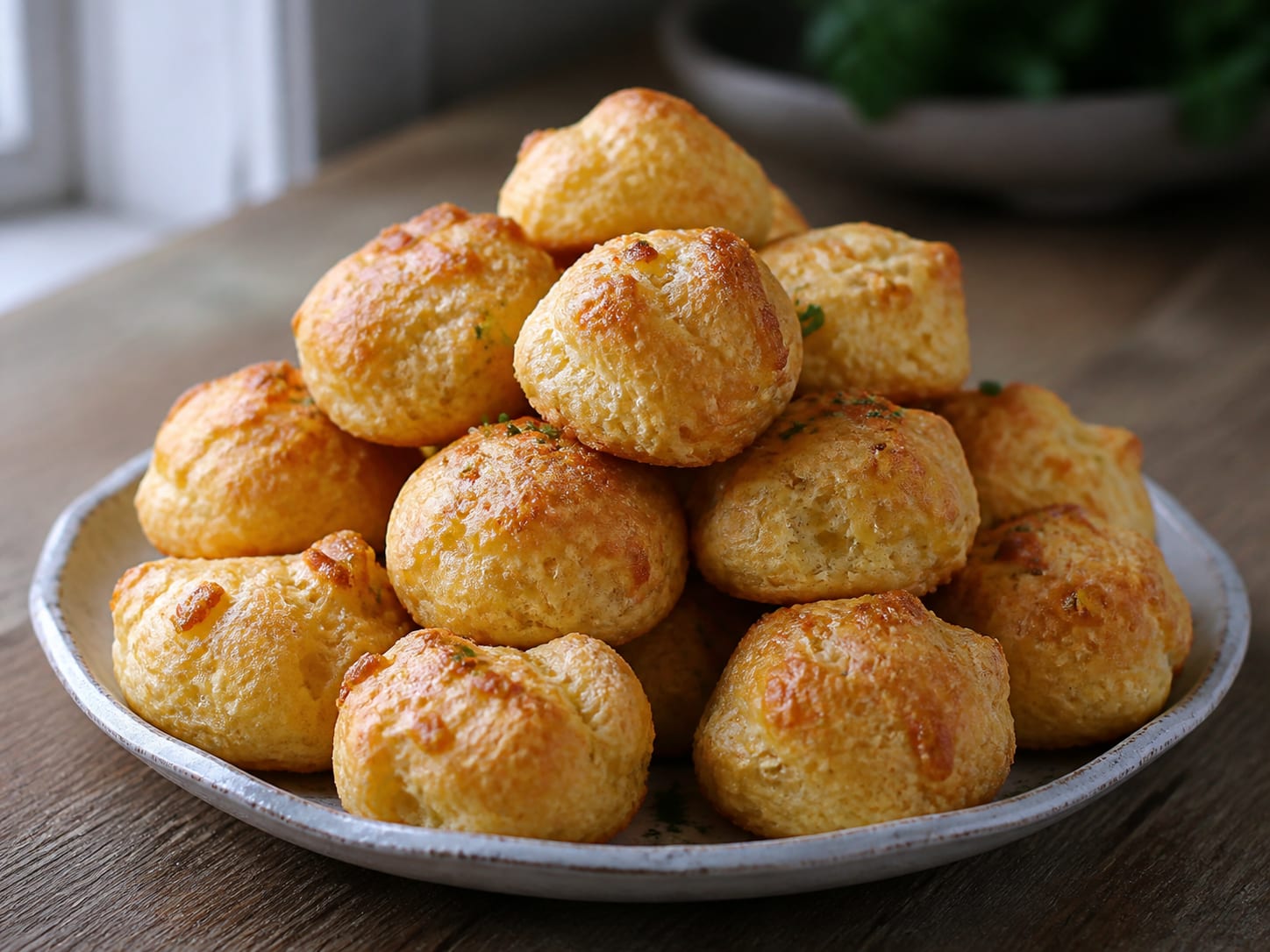 Käse-Profiteroles, plated for serving