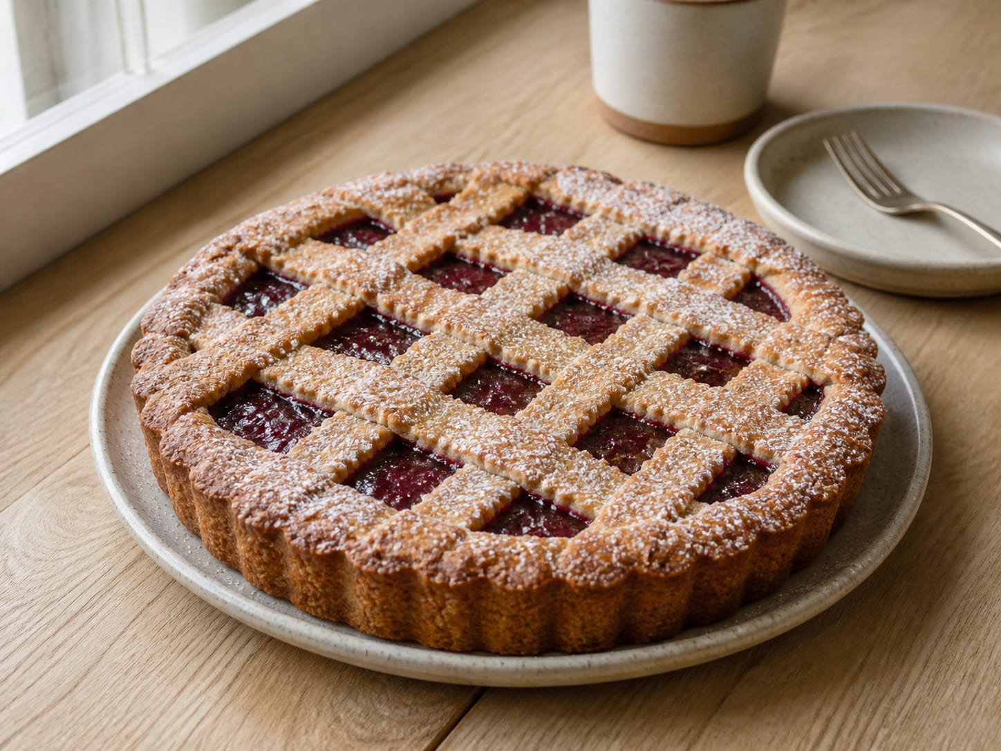 Linzer Torte, zum Servieren angerichtet