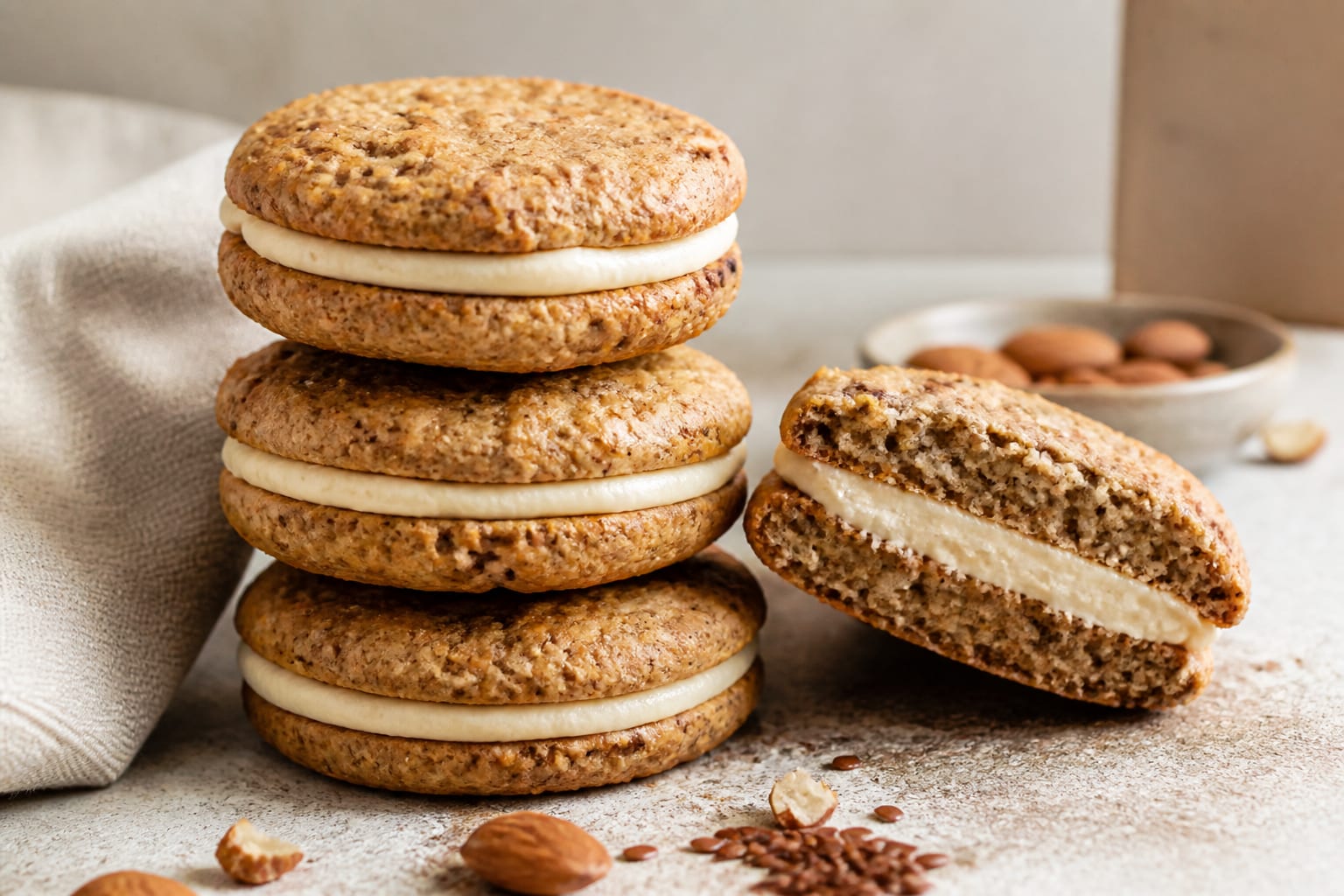 Low-carb oat-free cream pies arranged for serving