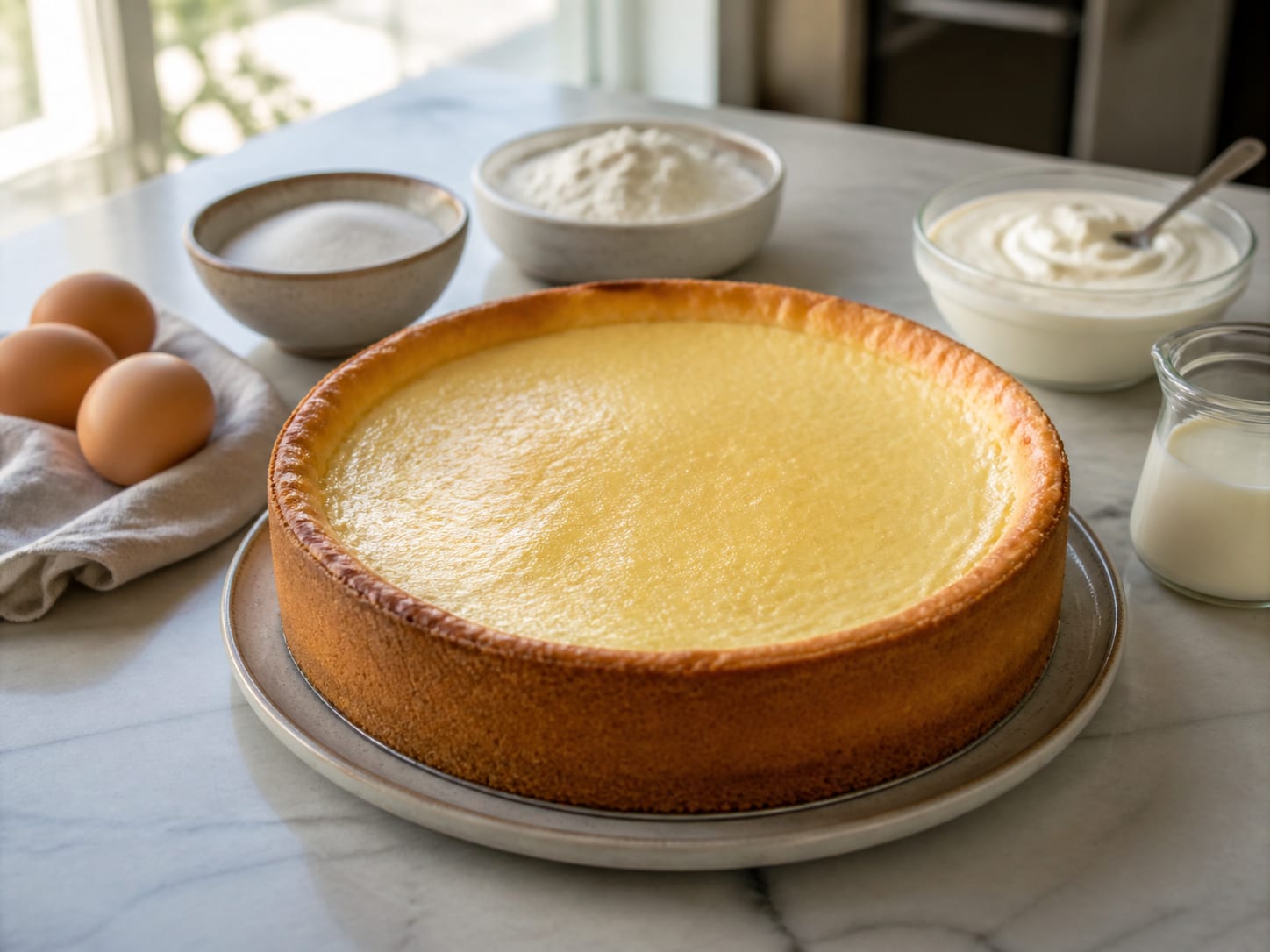 Rahmkuchen, plated for serving