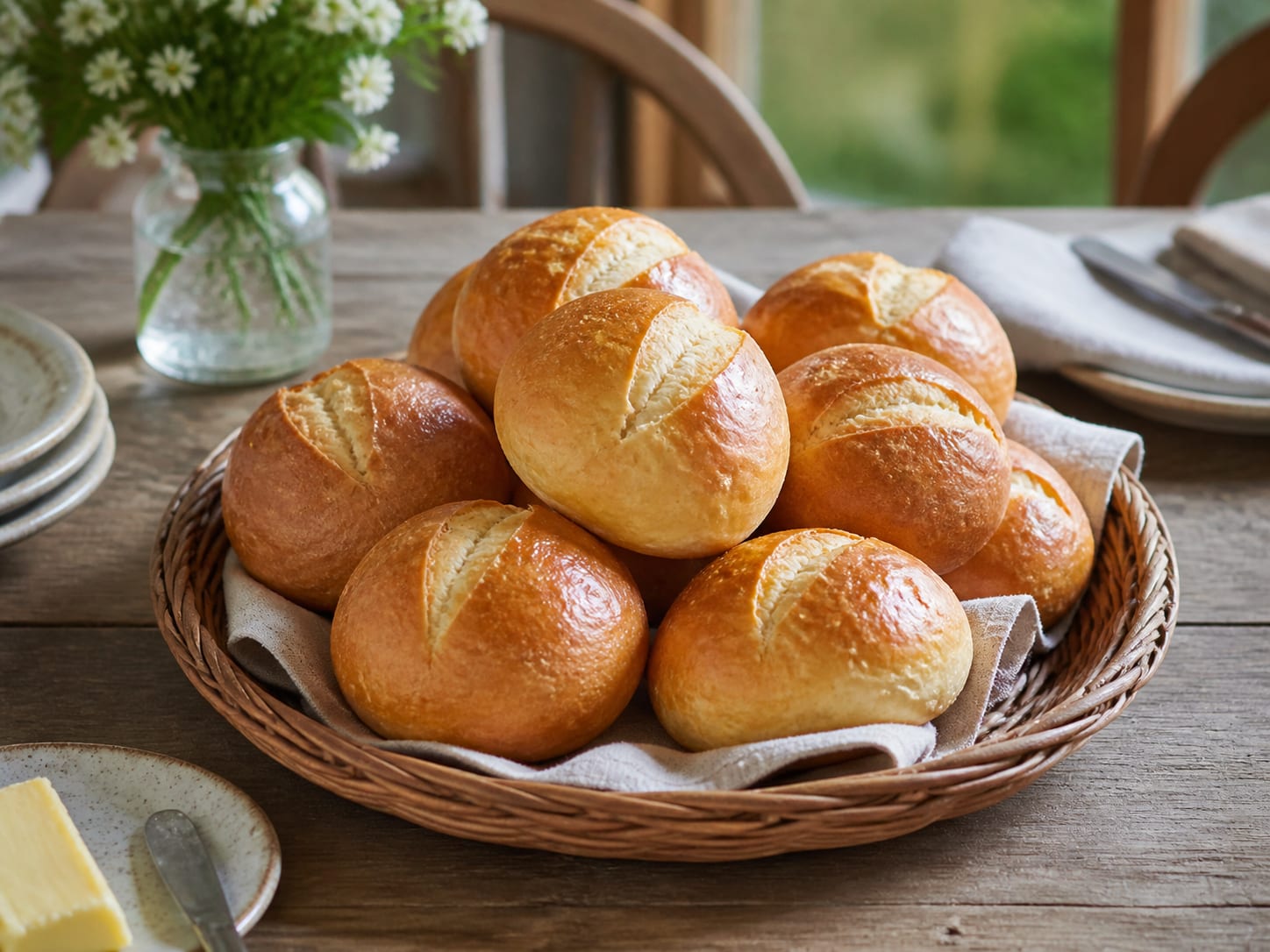Sachsenbrötchen, plated for serving