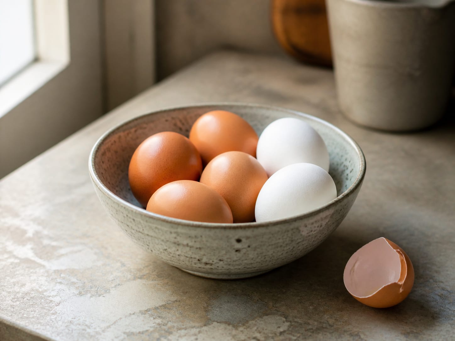 Whole eggs in a bowl, ready for baking
