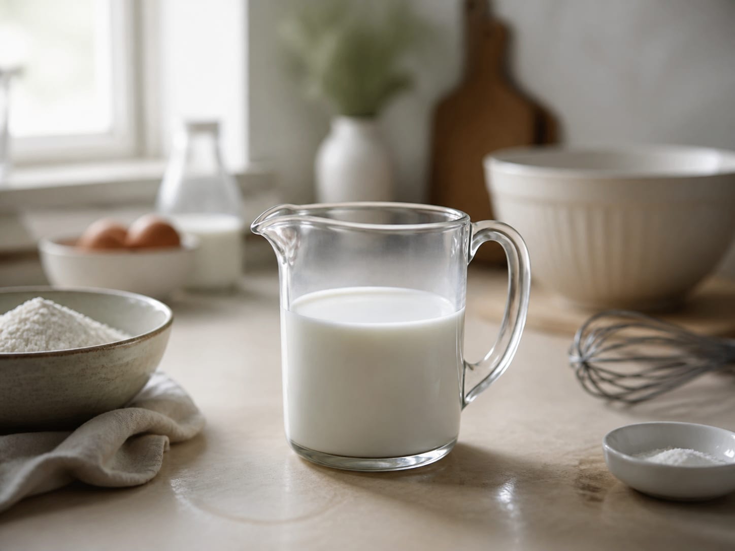 Milk in a measuring jug
