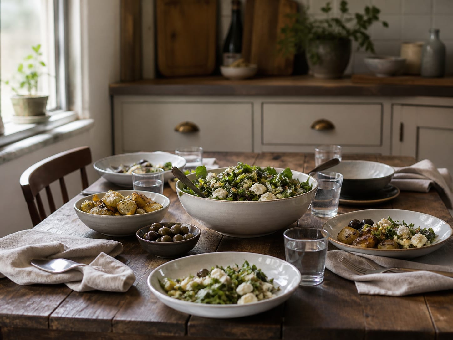 A table set for serving